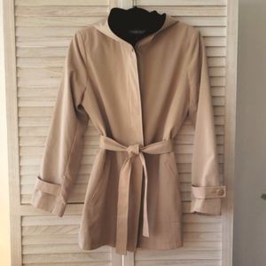 Kristen Blake Belted and Hooded Raincoat, Size S